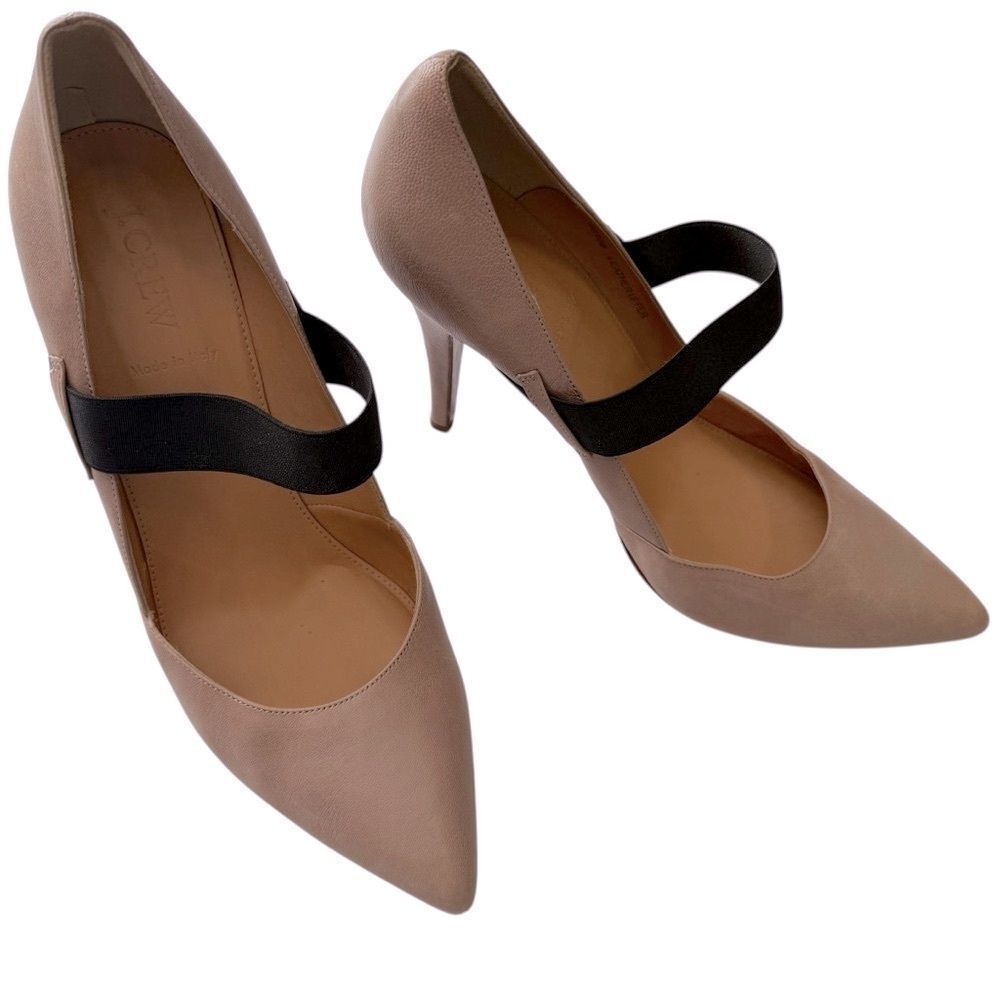 J.CREW Made in Italy leather Pump stiletto pointed toe heel elastic strap 10